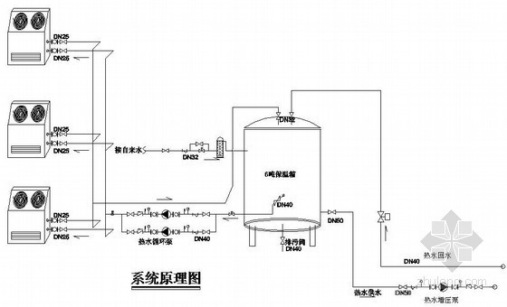 热泵热水图资料下载-28张空气源热泵（产热水）系统图
