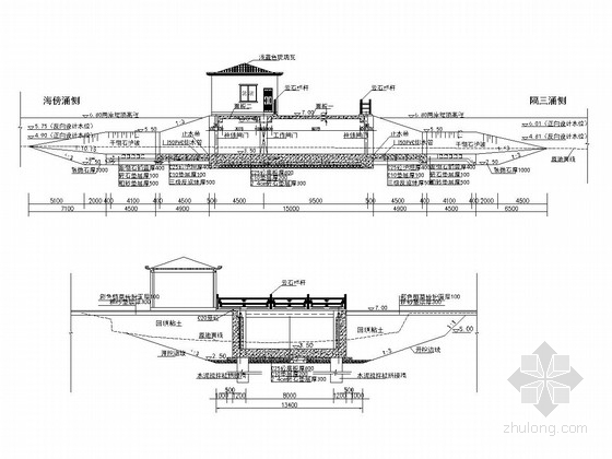 [广东]节制闸工程施工图-水闸剖面施工图 