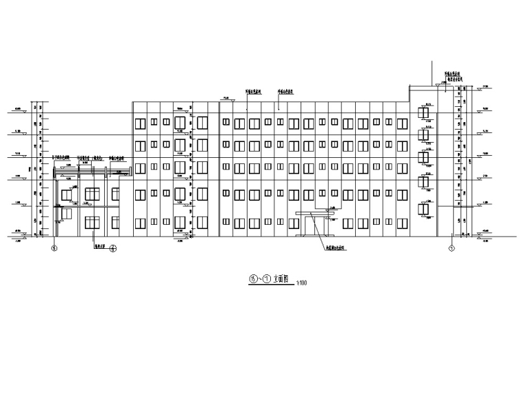 一层职工食堂建筑设计资料下载-某大学现代多层食堂综合楼建筑设计施工图CAD