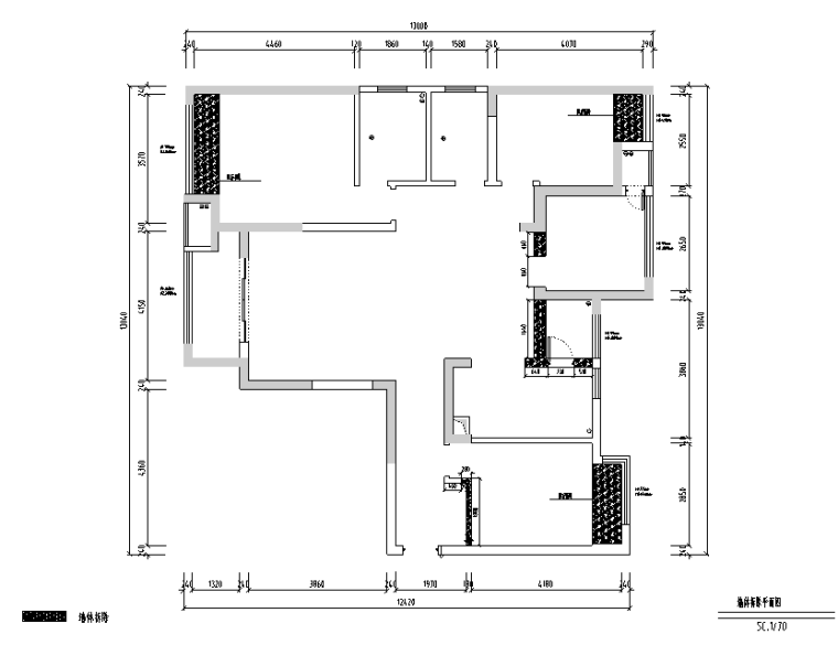 中央华城台湾风145平米住宅设计施工图（附效果图）-墙体拆除平面图