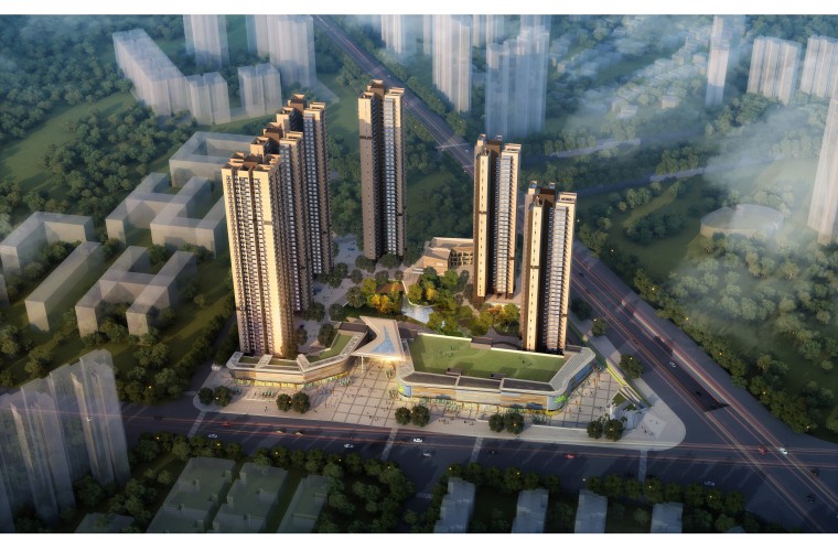 [深圳]超高层居住区规划设计方案文本（JPG）-02-01西面鸟瞰