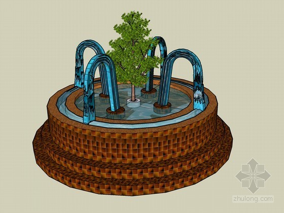 景观喷泉su模型资料下载-喷泉景观SketchUp模型下载