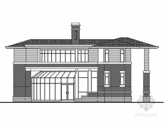 北美风格风情别墅资料下载-某二层北美风格弧形别墅建筑方案图