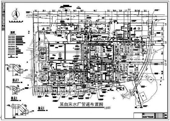 10万吨的自来水厂图纸资料下载-广东某自来水厂管道布局图