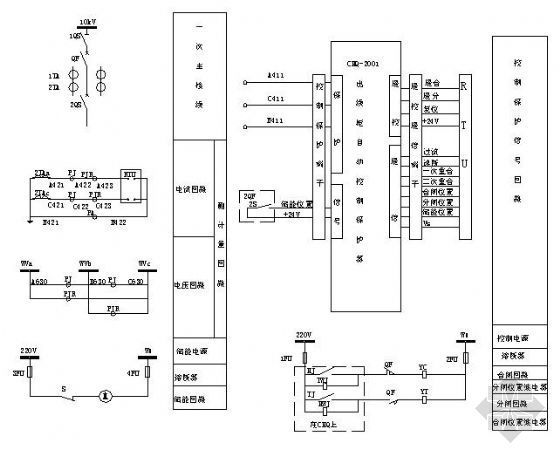 10kv双回路供电原理图资料下载-10kV馈出回路保护控制计量原理图