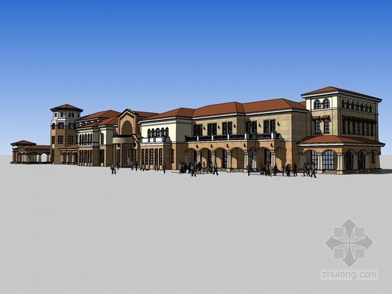 西班牙风格商业住宅资料下载-西班牙风格会所SketchUp模型下载