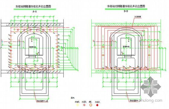 [浙江]粉砂粉质粘土地层盾构区间及冻结法联络通道等附属工程施工组织设计130页-冻结站开孔位置图