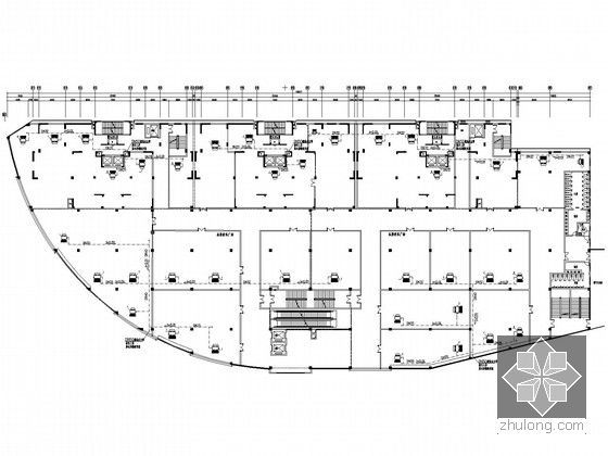 [湖北]大型商业广场暖通空调系统设计施工图（五大分区）-四层空调凝结水管布置平面图