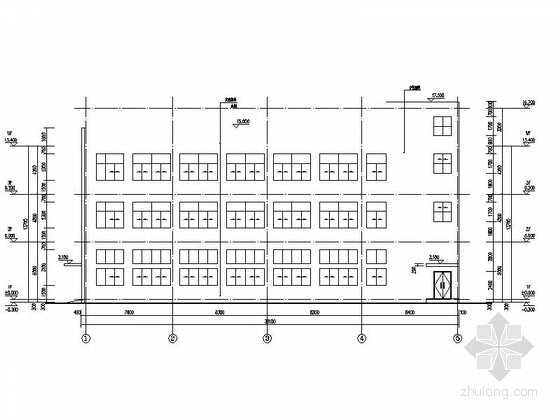 [福建]3层现代风格4S店综合楼建筑设计施工图（含水电结构施工图）-3层现代风格4S店综合楼建筑设计立面图