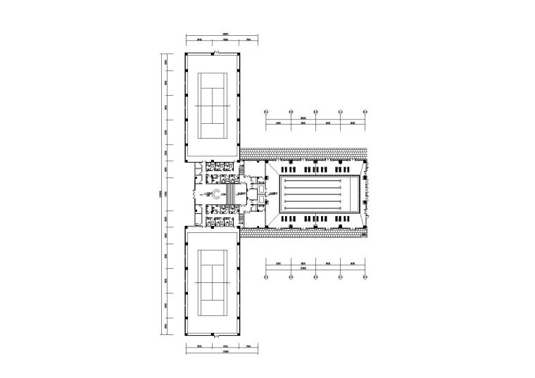 [云南]湿地度假村网球馆建筑扩初图（CAD）-网球馆一层平面图