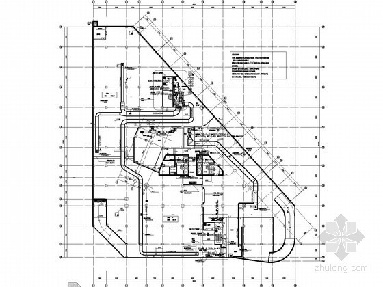 [唐山]超高层商业办公大厦空调通风设计施工图-负三层通风平面图 