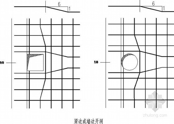 板开洞BD与洞边加强钢筋构造详图