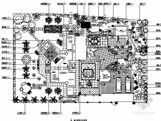 庭院鱼池CAD资料下载-别墅庭院景观工程完整施工图