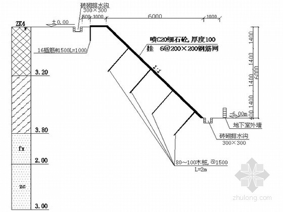 基坑腰梁大样图资料下载-某地下车库基坑支护结构设计图