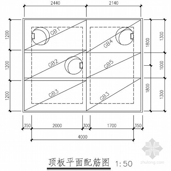 [东莞]城市截污管网工程施工招标文件（含清单预算及全套图纸）-顶板平面配筋图 