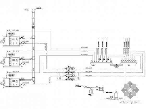 [上海]超高层办公大厦暖通全套施工图纸(锅炉房冷冻机房换热机房)-燃气热水锅炉热力系统图