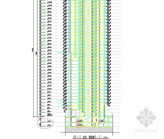 [四川]框剪结构办公楼工程施工组织设计(250页)-剖面图 