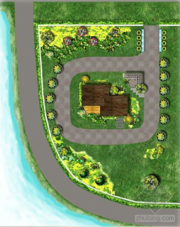 YOD设计工作室设计资料下载-某湖畔工作室庭院设计图