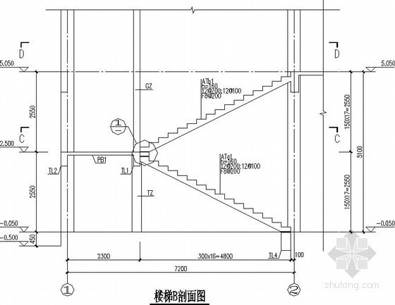板式楼梯图资料下载-带滑动支座板式楼梯节点详图