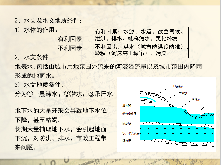 城市规划原理——城市用地分类及其适用性评价-水文地质条件