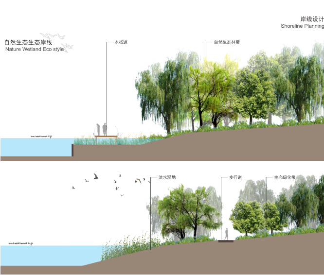 [湖北]武汉麻雀湖生态公园景观设计方案-自然生态岸线