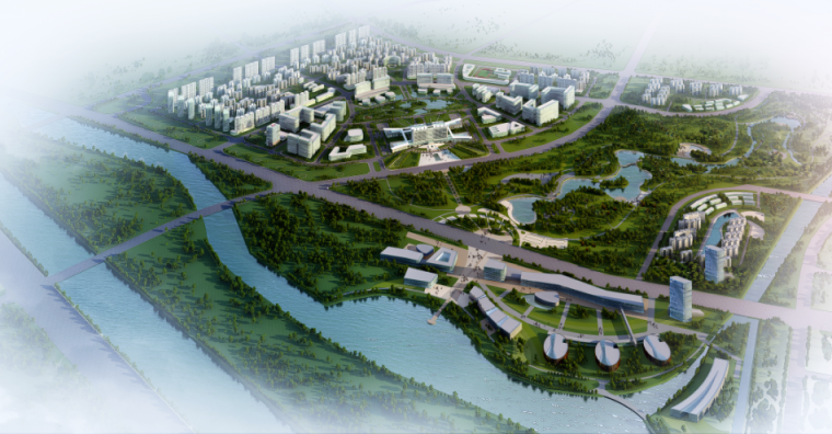 淮安旅游商务中心及生态公园规划办公楼-规划总体鸟瞰图