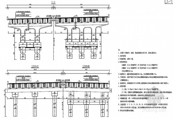 [湖北]后张预应力混凝土30米T梁桥施工图201张（知名大院）-桥型布置图 