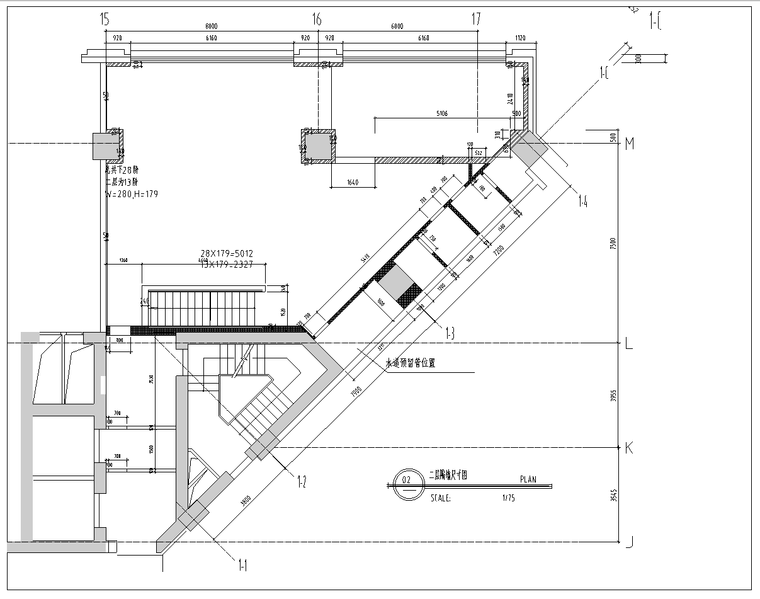 竹叶青北京论道馆室内设计完整竣工图-二层隔墙尺寸图