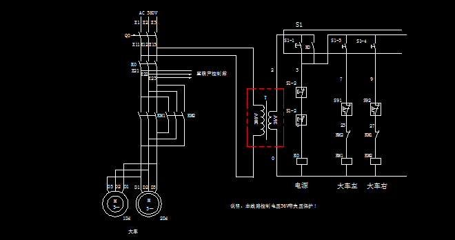 电动卷闸门CAD图资料下载-电动单梁行车接线CAD图