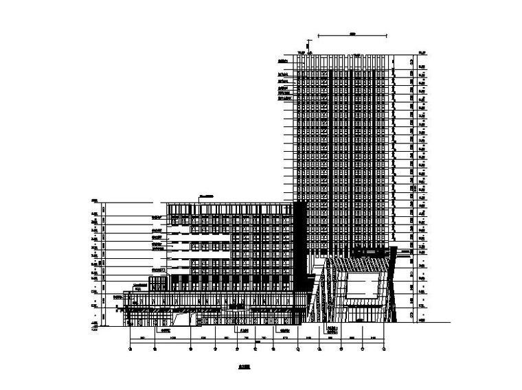 [合集]3套超精品高层商业综合体建筑施工图（含效果图、su）-3套超精品高层商业综合体建筑剖面图