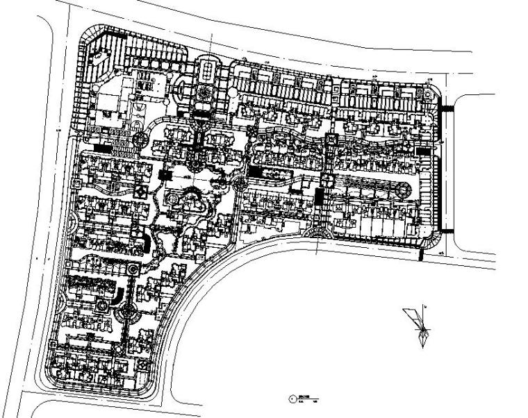 [湖南]中西合璧式园林居住区景观全套施工图（附工程量清单）-竖向总平面图