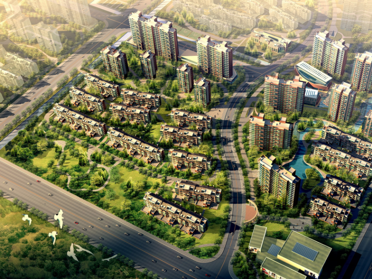 城市公园景观设生态计案例资料下载-[天津]大港经纬置地城市绿洲居住区规划设计（生态）