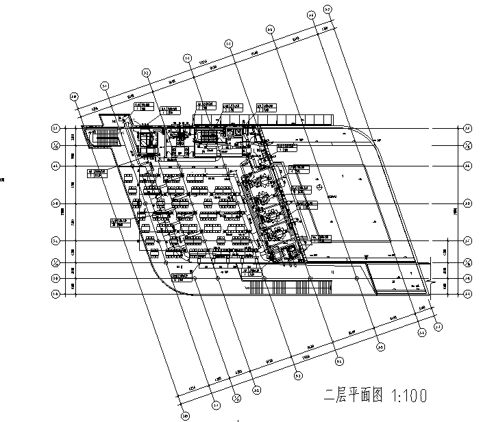 上海交通银行数据处理中心餐厅部分暖通系统工程施工图-二层通风空调平面图