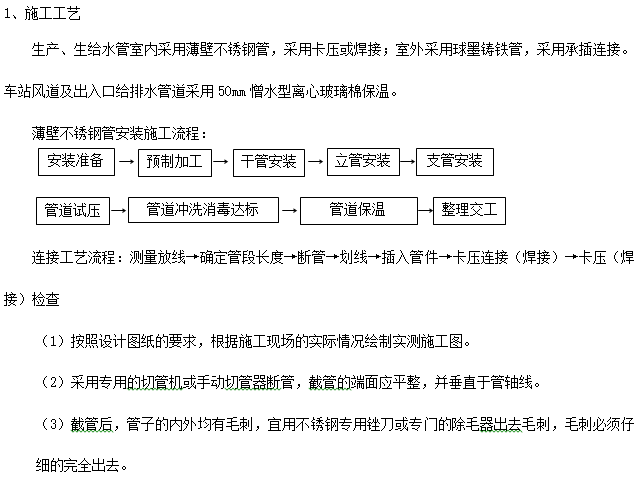 给排水技术交底-薄壁不锈钢管安装_1