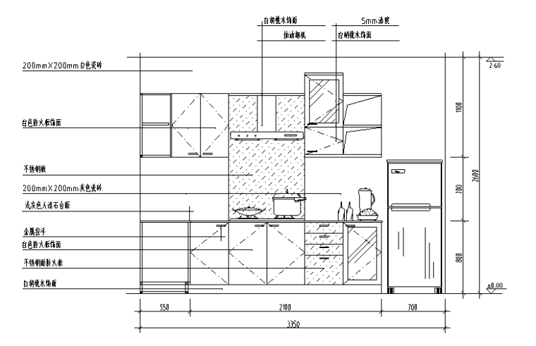 中式空间立面cad资料下载-厨房经典分空间CAD立面图库