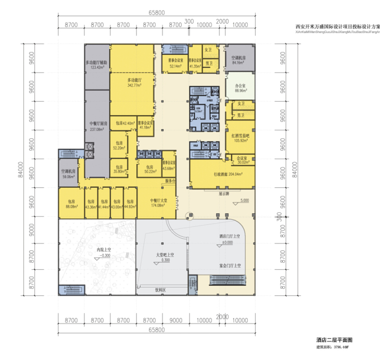 [西安]方形体量塔式办公楼建筑设计方案文本（含空中花园）-方形体量塔式办公楼建筑平面图