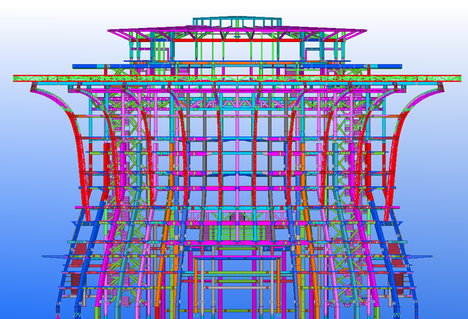 文化中心工程项目BIM技术应用总结-钢结构BIM模型