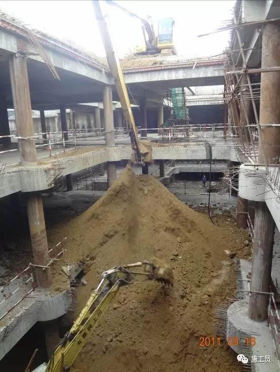 超高层深基坑土方开挖方案资料下载-[图解案例]超高层建筑22米深基坑逆作法施工现场，看基础如何倒