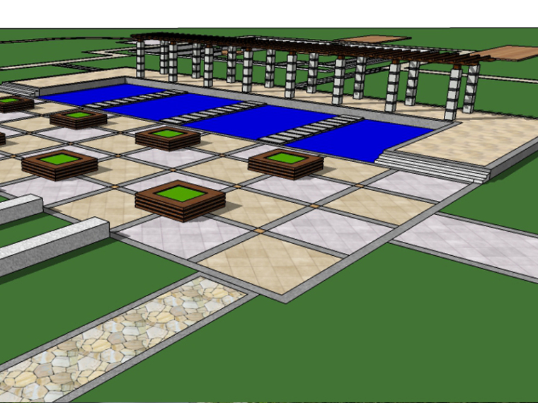 道路sketchup模型资料下载-道路旁小游园SU模型