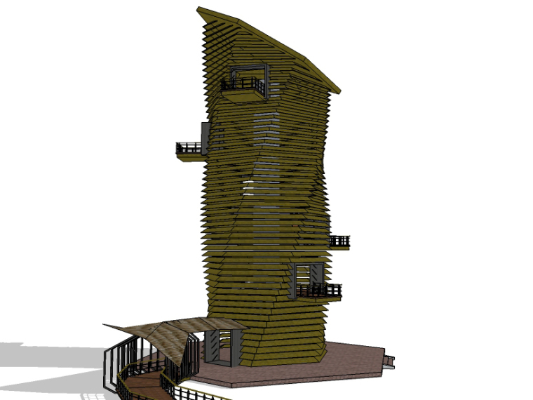精选景观塔su模型（10套）-景观塔 (9)