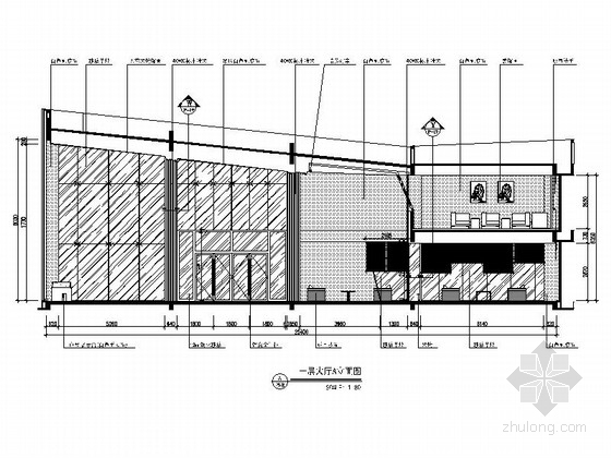 [湖北]简约现代黑白风格售楼处室内设计装修施工图（含效果）大厅立面图 