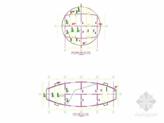 [系列三]大底盘多塔复杂结构大型超高层综合体结构施工图（裙房部分）-A塔楼小屋面~直升机停机坪核心筒结构平面图