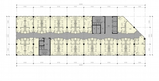 [成都]现代风格高层商业综合体建筑设计方案文本-现代风格高层商业综合体各层平面图