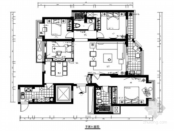四室两厅现代简约资料下载-[福州]市中心现代简约四居室装修图（含效果）