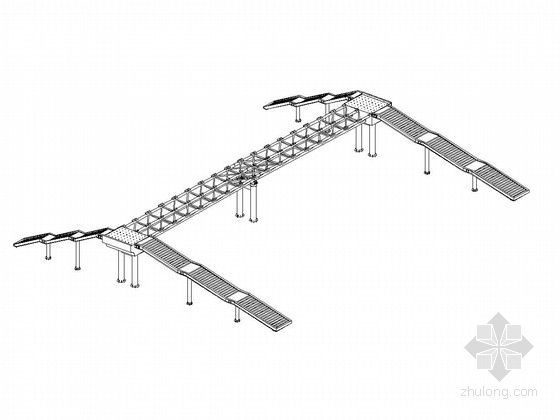 人行天桥钢桁架结构资料下载-钢结构人行天桥新建工程设计套图（22张 附渲染图）