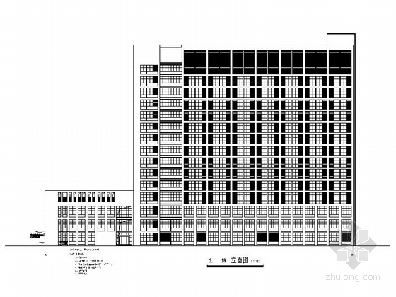 [安徽]高层市级框架结构医疗综合楼建筑施工图（知名设计院）-高层市级框架结构医疗综合楼建筑立面图