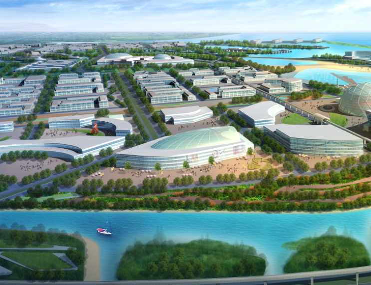 [上海]浦东城市规划设计旅游区规划方案（上海新月港湾）A-4 沙滩鸟瞰