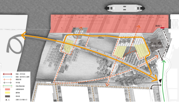 [上海]“绳”彩飞扬工业码头文化公园景观设计方案-交通流线分析