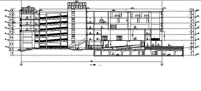 [深圳]六层框剪结构新建中学建筑施工图（含结构专业）-多层新中式风格塔式住宅建筑剖面图