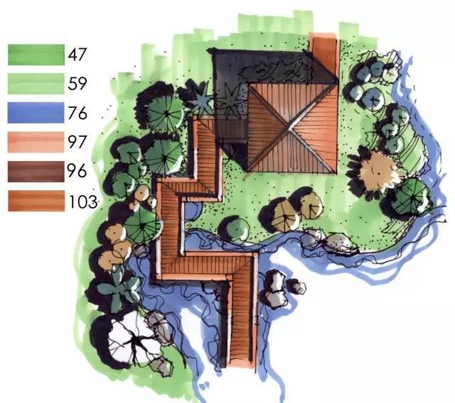 手绘技法资料下载-教程·设计|景观手绘技法——小区中心景观亭示例